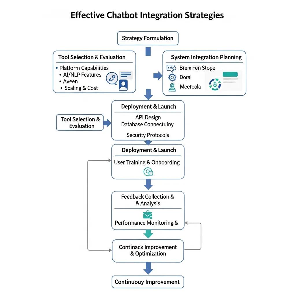 Flowchart illustrating effective chatbot integration strategies for businesses